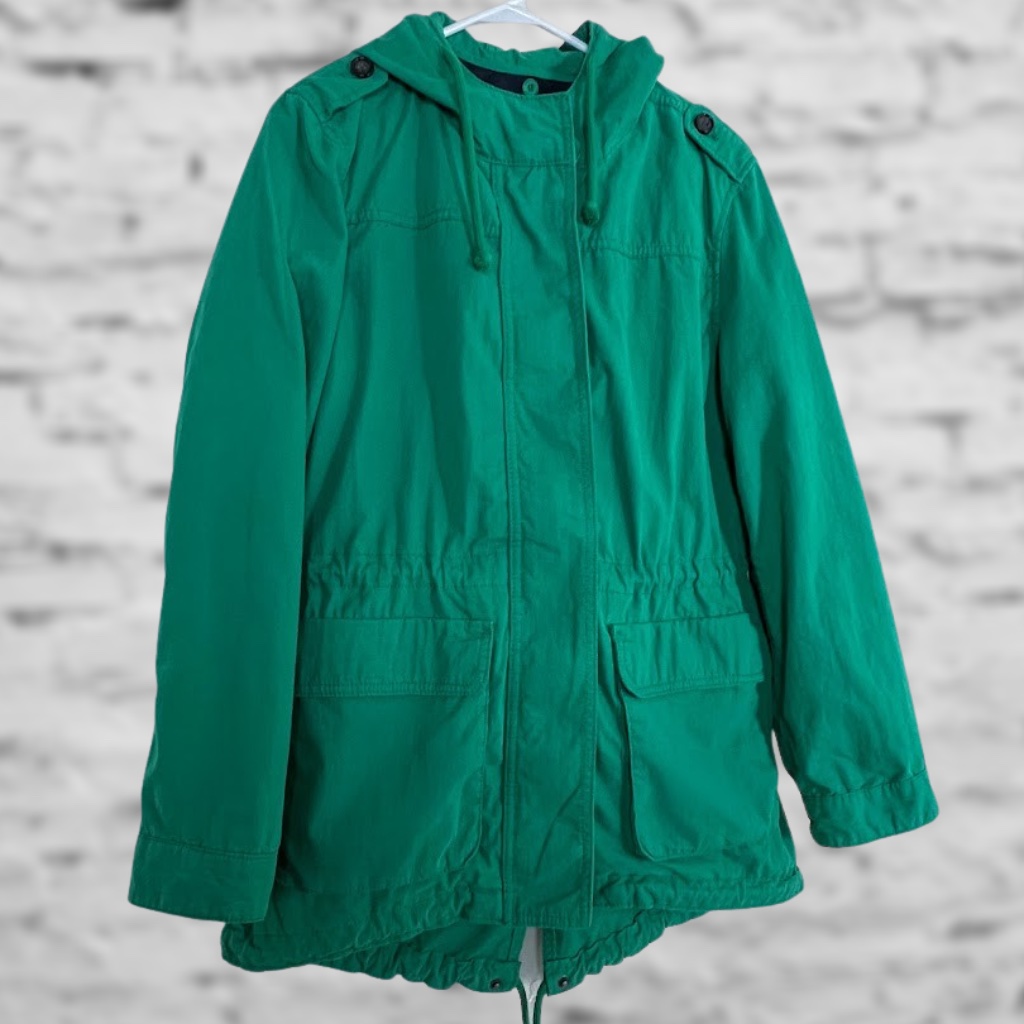 Old Navy Kelly Green Hooded Jacket Zip Out Lining Host Pick
